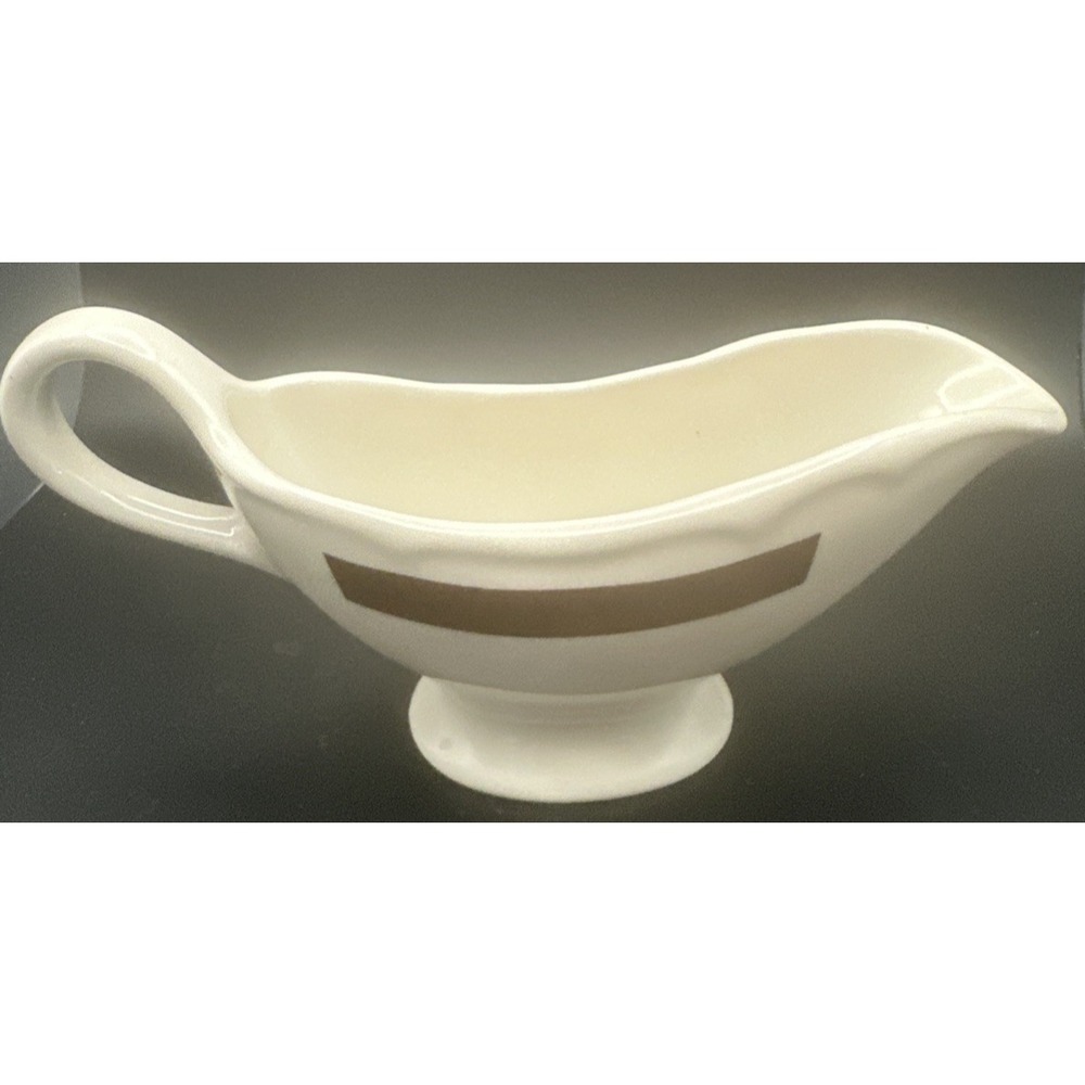 Homer Laughlin Best Gravy Boat Restaurant Ware With Brown Stripe April 1980